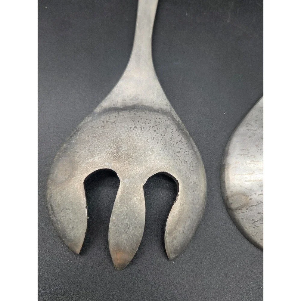 Albuhi Cast Aluminum Ceramic Salad Tossing Serving Set Fork Spoon Made in Mexico
